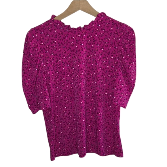 CeCe | Pink Tiny Floral Puff Short Sleeve Blouse Size Medium - Picture 1 of 6